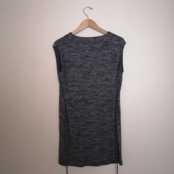 Aritzia Wilfred Free Heathered Gray Tie-up Button Down Sleeveless Tunic Dress - Picture 8 of 10